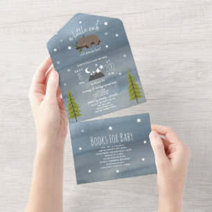 Invitation Tout En Un Demande de Baby shower de l'Ours couché