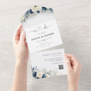 Invitation Tout En Un Des roses blanches vertes en un seul mariage Invit