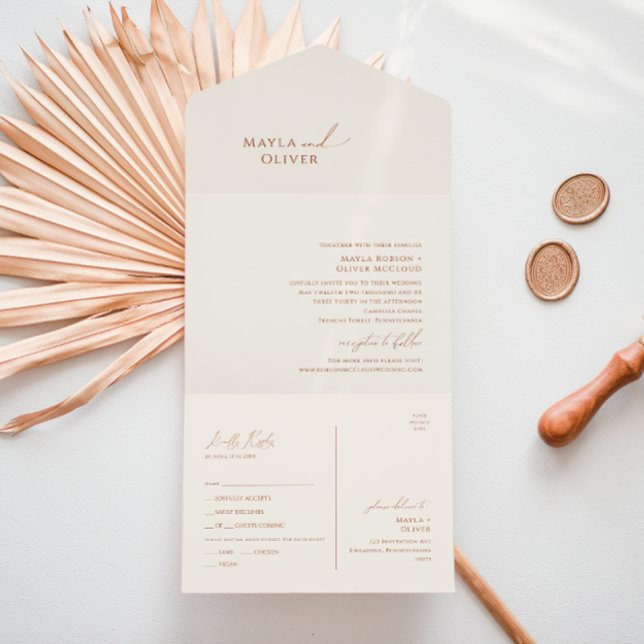 Invitation Tout En Un Désert de Whimsical | Sceau beige et envoi (Créateur téléchargé)