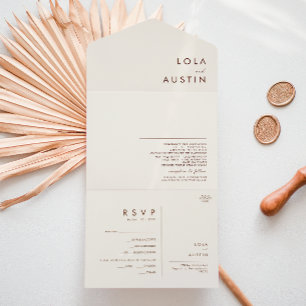 Invitation Tout En Un Désert simple   Sceau blanc naturel et envoi