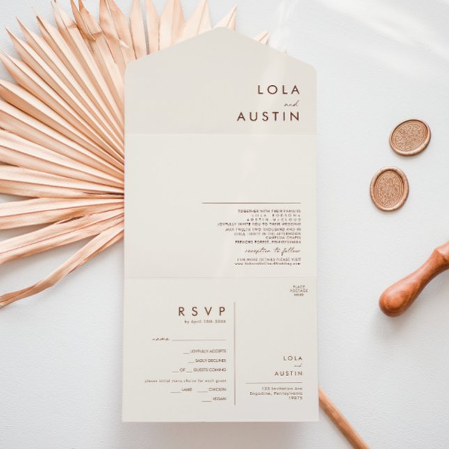 Invitation Tout En Un Désert simple | Sceau blanc naturel et envoi (Créateur téléchargé)