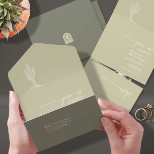 Invitation Tout En Un Desert Vibes Mariage Cactus Motif ID1019
