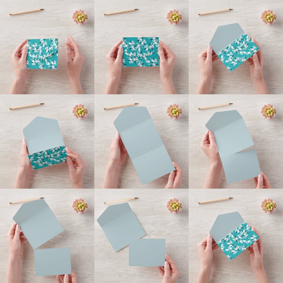 Invitation Tout En Un Design d'art botanique Motif élégant à la fleur de