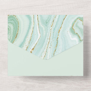 Invitation Tout En Un design en marbre liquide peint à la main avec gli