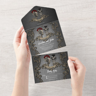 Invitation Tout En Un Design gothique avec crânes cool f