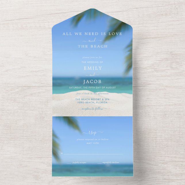 Invitation Tout En Un Destination Beach Wedding RSVP (À l'intérieur)