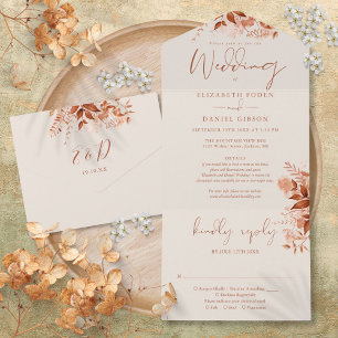 Invitation Tout En Un Détails Floraux Rustiques d'Automne RSVP Mariage