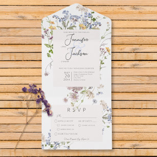 Invitation Tout En Un Dîner blanc Fleur sauvage Boho
