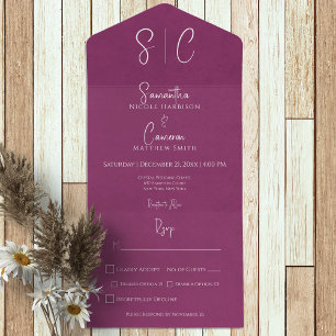 Invitation Tout En Un Dîner de monographie magenta minimaliste moderne
