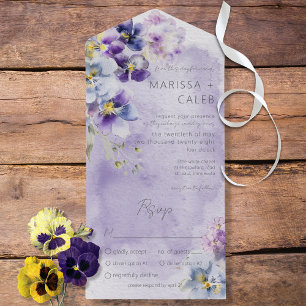 Invitation Tout En Un Dîner Floral Purple & Jaune Moderne