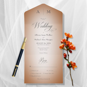 Invitation Tout En Un Dîner Moderne Minimal Orange Rouille & Flou Blanc