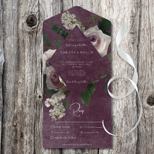 Invitation Tout En Un Dîner moderne rose & blanc Floral