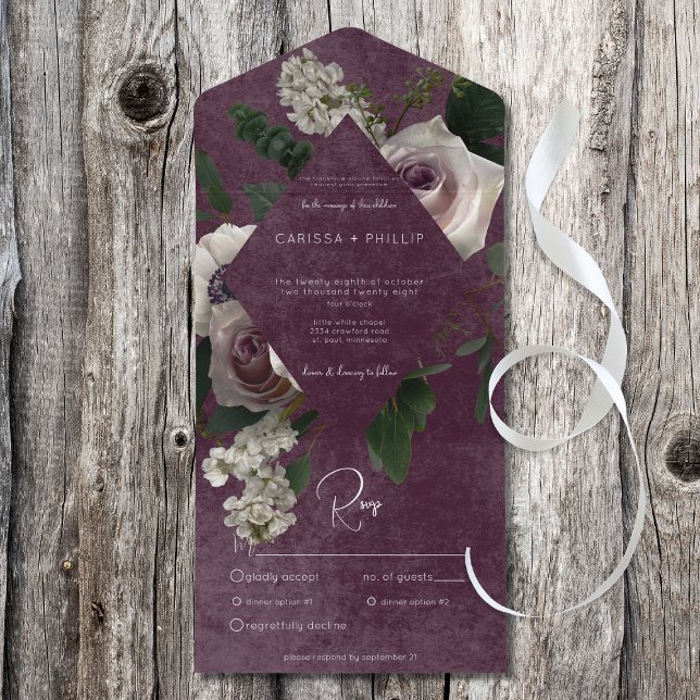 Invitation Tout En Un Dîner moderne rose & blanc Floral (Créateur téléchargé)