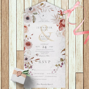 Invitation Tout En Un Dîner romantique blanc et rose floral