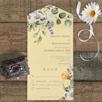Dîner rustique & Lavande Floral Jaune