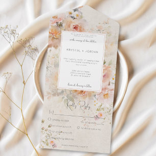 Invitation Tout En Un Dîner vintage rose rose et rose frisé