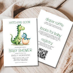 Invitation Tout en un Dinosaur Hatching Bientôt Baby shower
