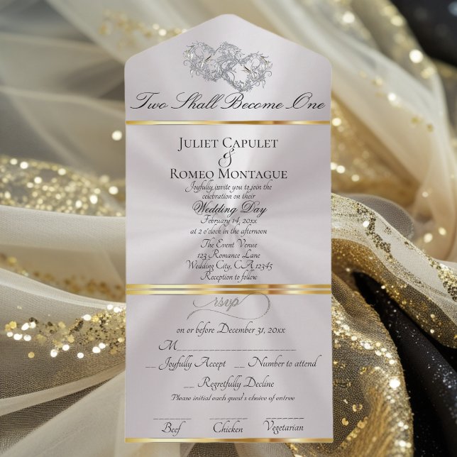 Invitation Tout En Un Double Hearts - Perle Blanche/Argent (Créateur téléchargé)