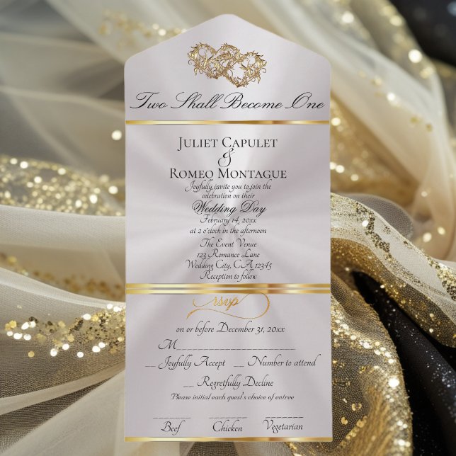 Invitation Tout En Un Double Hearts - Perle Blanche/Or (Créateur téléchargé)