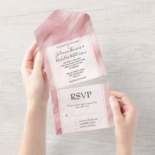 Invitation Tout En Un Dreamy Blush Rose Animal Mariage de fourrure
