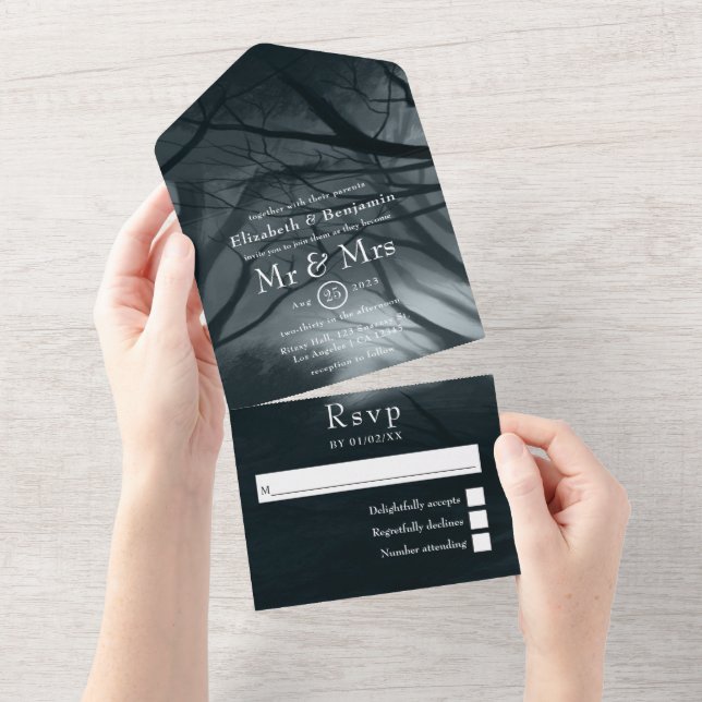 Invitation Tout En Un Dreamy Woodland Forest Mariage (Déchirure)