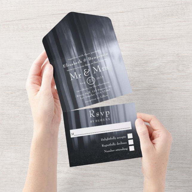 Invitation Tout En Un Dreamy Woodland Forest Mariage (Déchirure)