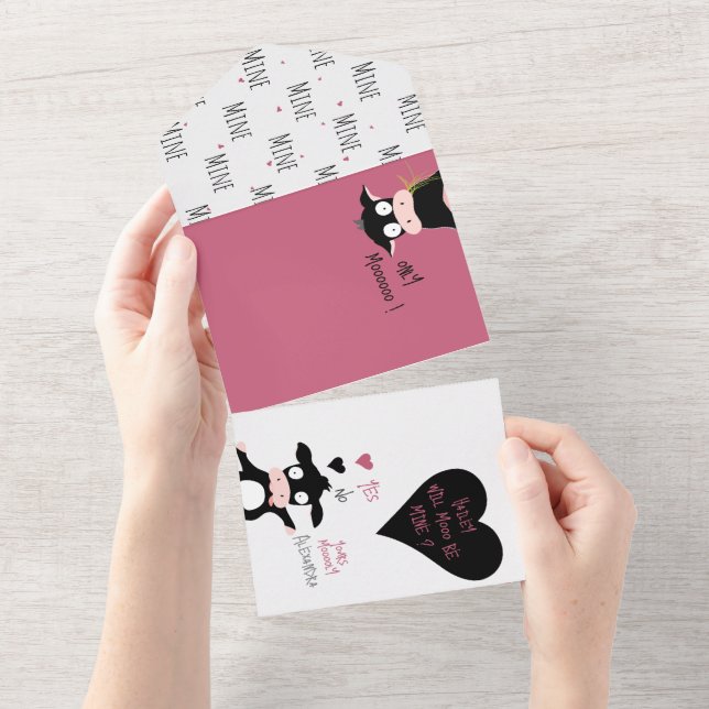 Invitation Tout En Un Drôle Veut Mooo Être À Moi ? Amour De Vache + Cart (Déchirure)