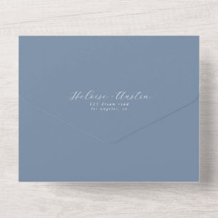 Invitation Tout En Un Dusty Blue Minimalist QR Code Tout en un invitatio