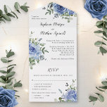 Invitation Tout En Un Dusty Blue Rose Eucalyptus Botanical Wedding<br><div class="desc">These all in one wedding invitations feature a modern watercolor floral design with dusty blue roses and eucalyptus leaf foliage. Personalize with your text. Other matching stationery and wedding reception products also available.</div>