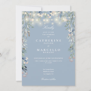 Invitation Tout en un Dusty Blue String éclaire le Mariage fl