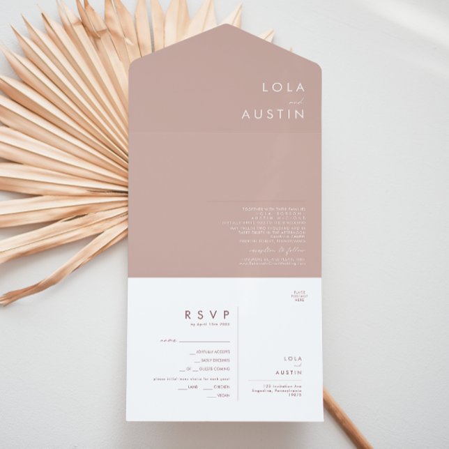 Invitation Tout En Un Dusty Boho | Sceau Rose et violet et tout envoyer (Créateur téléchargé)