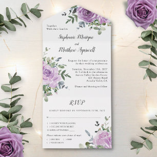 Invitation Tout En Un Dusty Mauve Rose Eucalyptus Mariage botanique