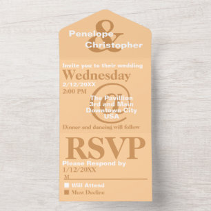 Invitation Tout En Un Dusty Peach Modern Typographie Gros Symboles Maria