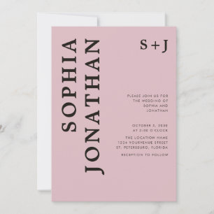 Invitation Tout en un Dusty Rose Bold Onyx Mariage de typogra