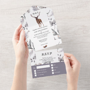 Invitation Tout En Un Eau de la campagne rustique coloration feuillage t