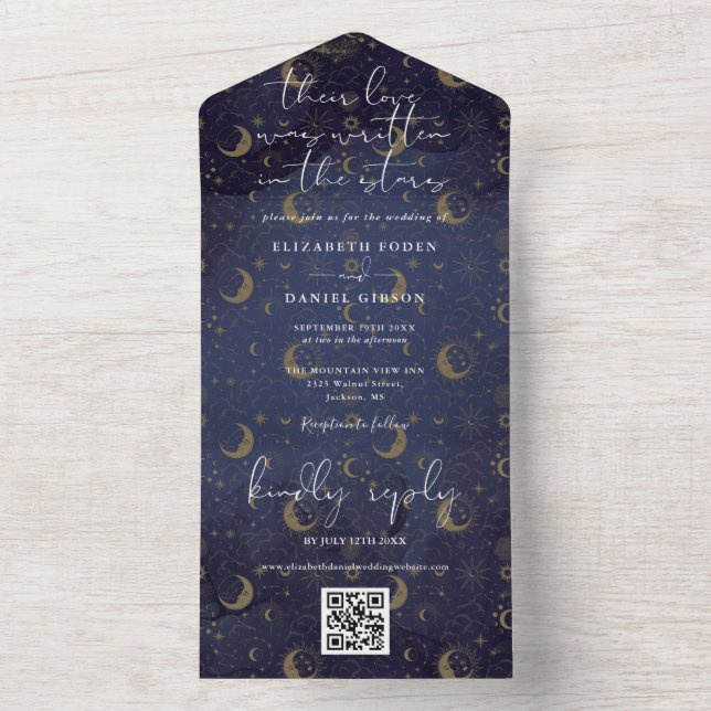 Invitation Tout En Un Écrit Dans Le Mariage Céleste De Code QR Stars (À l'intérieur)