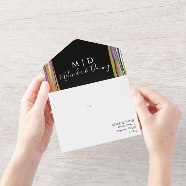 Invitation Tout En Un Écriture noire colorée abstraite (Ouverture)