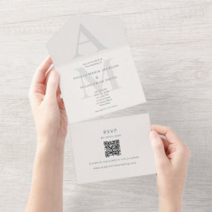 Invitation Tout En Un Éditorial Initial Mariage