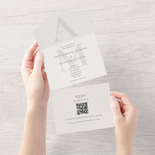 Invitation Tout En Un Éditorial Initial Mariage (Déchirure)