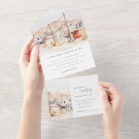 El Paso Texas City Scape Watercolor Mariage