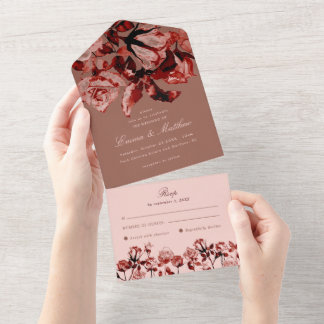 Invitation Tout En Un Élégance de mariage de jardin de fleurs sauvages m