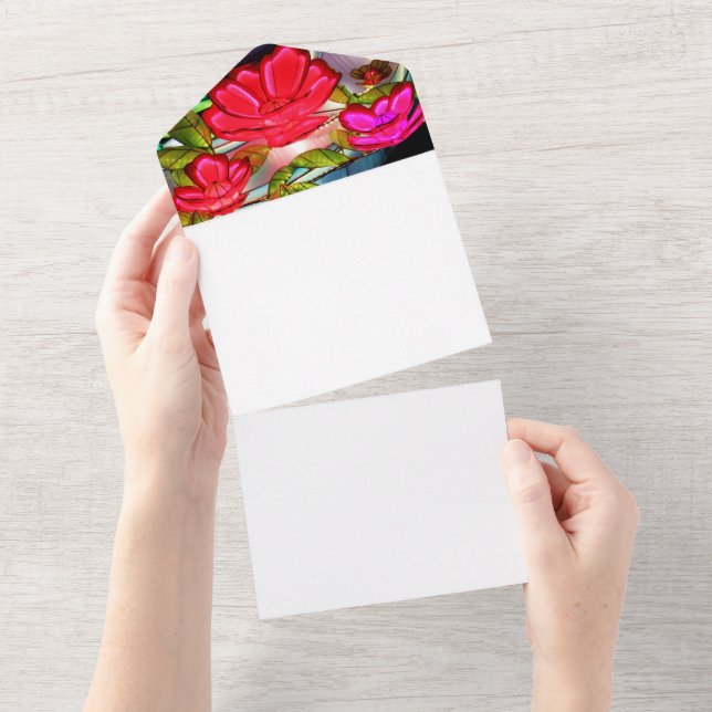 Invitation Tout En Un Élégance électrique en rose  (Déchirure)