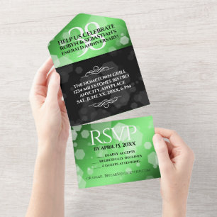 Invitation Tout En Un Élégant 38e Anniversaire de Mariage Émeraude