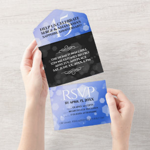 Invitation Tout En Un Élégant 45e anniversaire de mariage de saphir