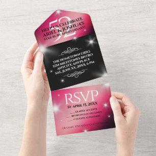 Invitation Tout En Un Élégant 52ème Rubis de l'Étoile Anniversaire de Ma