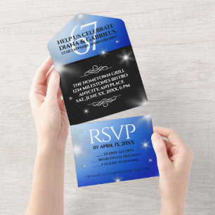 Invitation Tout En Un Élégant 67ème Saphir de l'Étoile Anniversaire de M