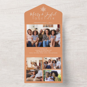 Invitation Tout En Un Élégant abricot minimum collage photo vacances