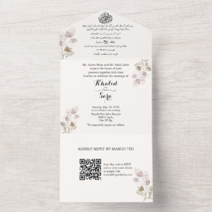 Invitation Tout En Un Elégant arabe & anglais Tout en un mariage Inviter