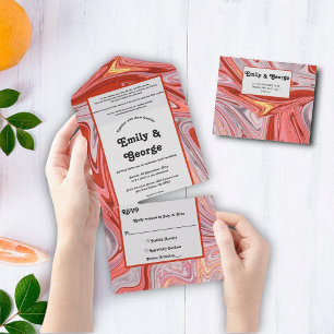 Invitation Tout En Un Élégant Arful Colorful Lava Mariage Abstrait