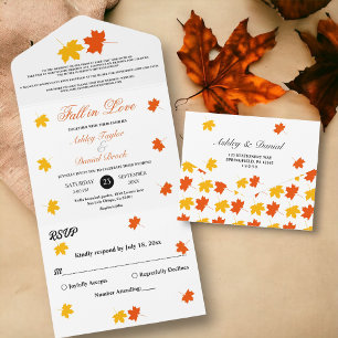 Invitation Tout En Un Élégant automne Feuilles Boho automne Mariage flor